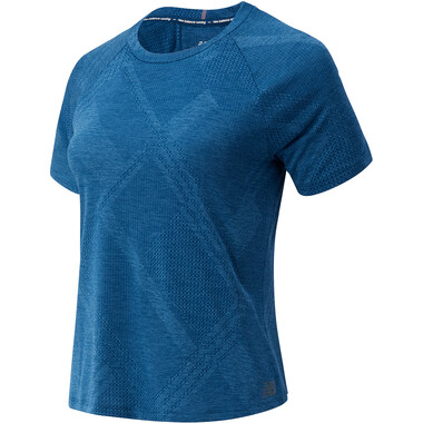 T-Shirt NEW BALANCE Q SPEED FUEL JACQUARD Donna Maniche Corte Blu 0